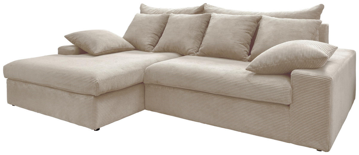 ECKSOFA in Cord Beige  - Beige/Schwarz, Modern, Kunststoff/Textil (200/278cm) - Livetastic