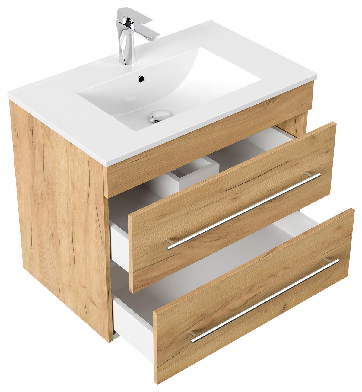 WASCHTISCHKOMBI 75,5 cm  - Eichefarben/Weiß, Basics, Keramik/Holzwerkstoff (75,5cm) - MID.YOU