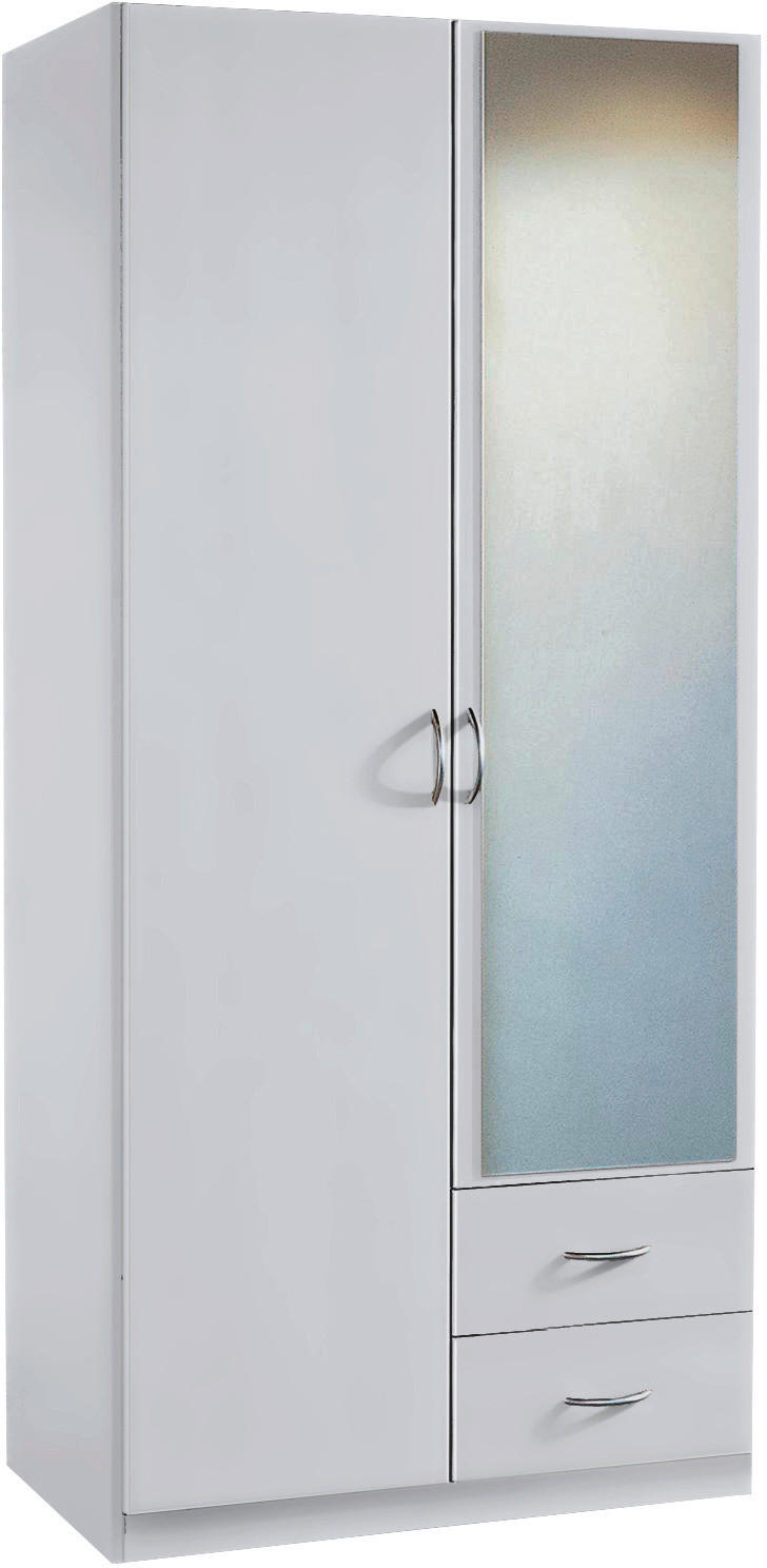 DREHTÜRENSCHRANK 91/197/54 cm,  in Weiß, 2 Tür(en)  - Silberfarben/Weiß, Design, Glas/Holzwerkstoff (91/197/54cm) - Boxxx