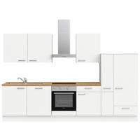 KÜCHENLEERBLOCK 330 cm   in Weiß, Eichefarben  - Edelstahlfarben/Eichefarben, MODERN, Holzwerkstoff/Metall (330cm) - Nobilia