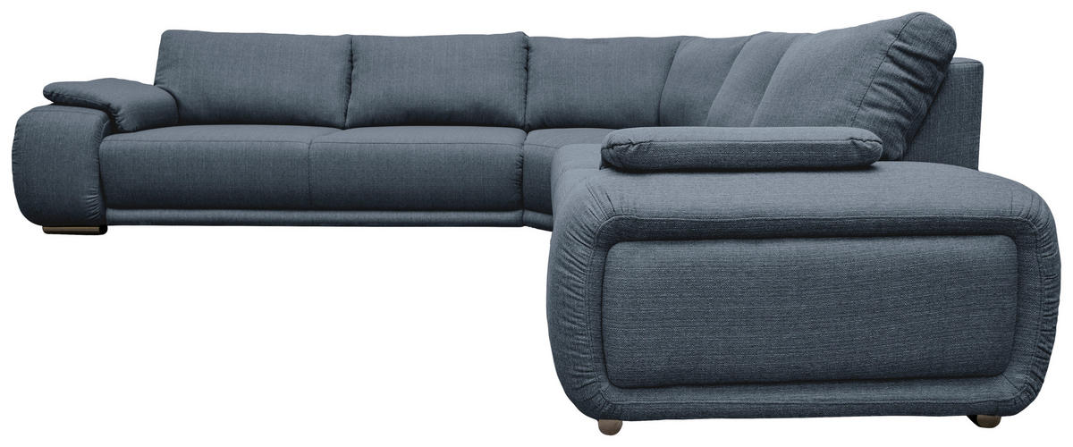 ECKSOFA Blau Struktur  - Chromfarben/Blau, KONVENTIONELL, Textil/Metall (280/310cm) - Carryhome