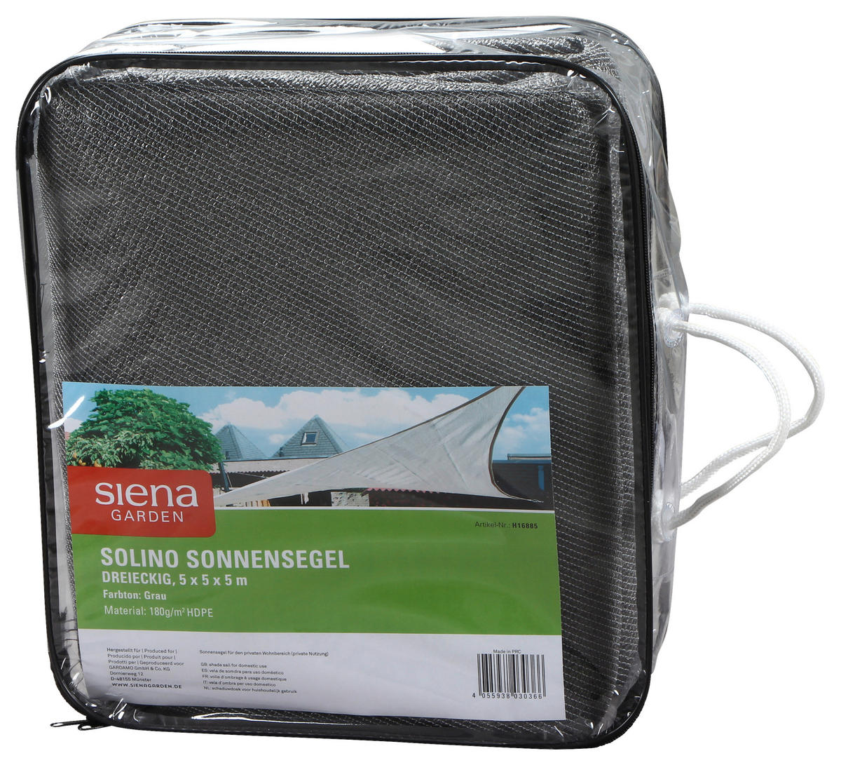 GARTENSONNENSEGEL   - Grau, MODERN, Textil/Metall (500/500/500cm) - Siena Garden