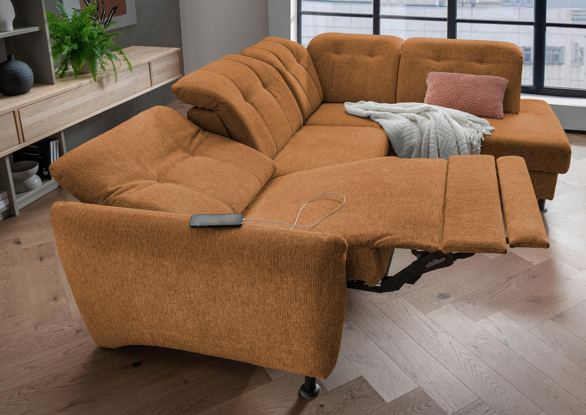ECKSOFA in Chenille Currygelb  - Currygelb/Schwarz, Modern, Textil/Metall (270/198cm) - Livetastic