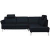 ECKSOFA in Echtleder Dunkelblau  - Alufarben/Dunkelblau, Konventionell, Leder/Metall (284/220cm) - Beldomo Premium