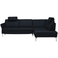 ECKSOFA in Echtleder Dunkelblau  - Alufarben/Dunkelblau, Konventionell, Leder/Metall (284/220cm) - Beldomo Premium