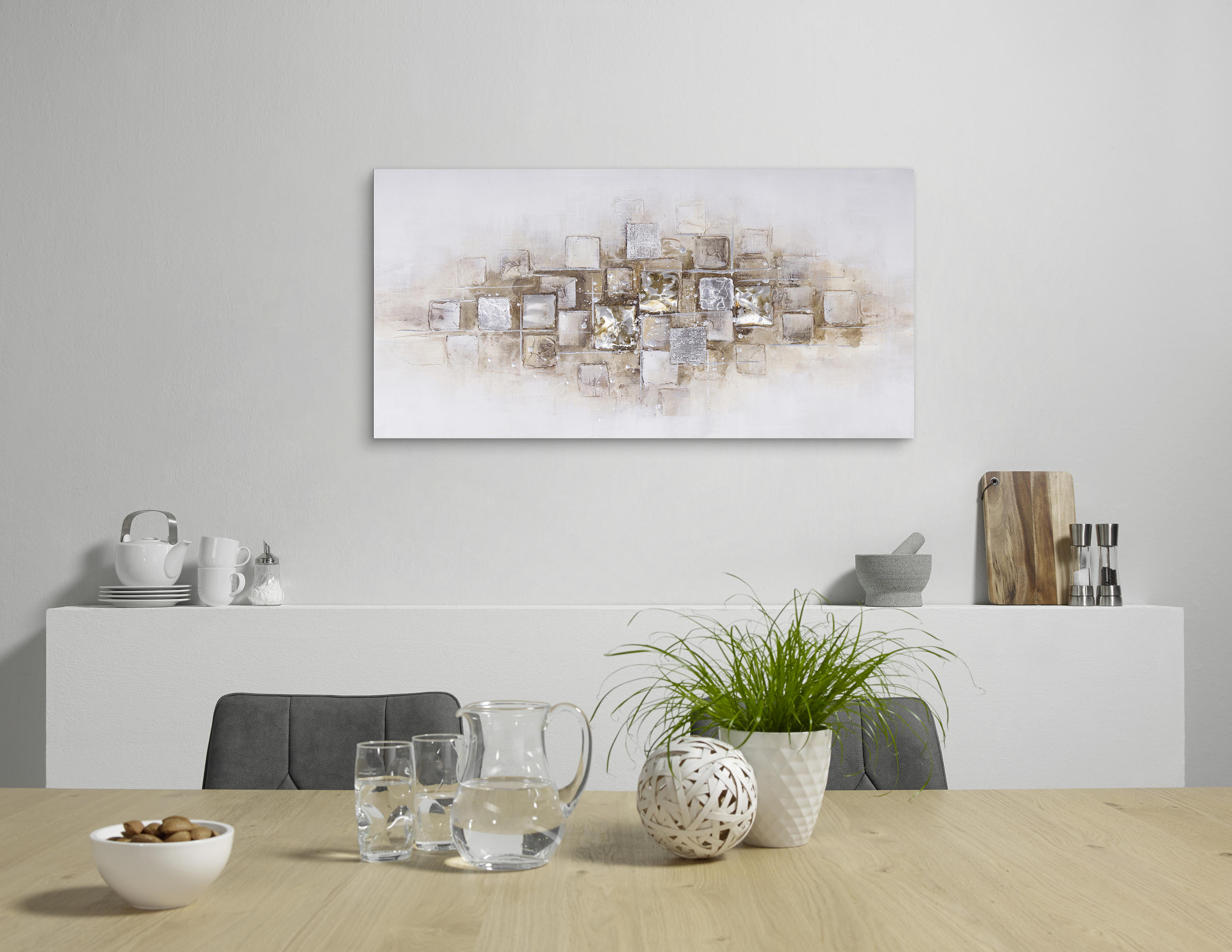 ÖLGEMÄLDE Strukturen  - Multicolor, Design, Holz/Textil (70/140cm) - Monee