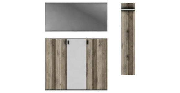 GARDEROBE 3-teilig  in 172/198/37 cm  - Eichefarben/Weiß, Design, Holzwerkstoff (172/198/37cm) - Voleo