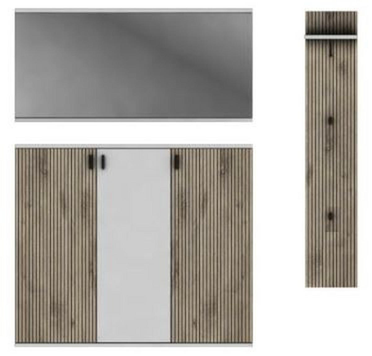 SCHUHSCHRANK 132/118/37 cm  - Weiss/Eichefarben, Design, Holzwerkstoff/Metall (132/118/37cm) - Voleo