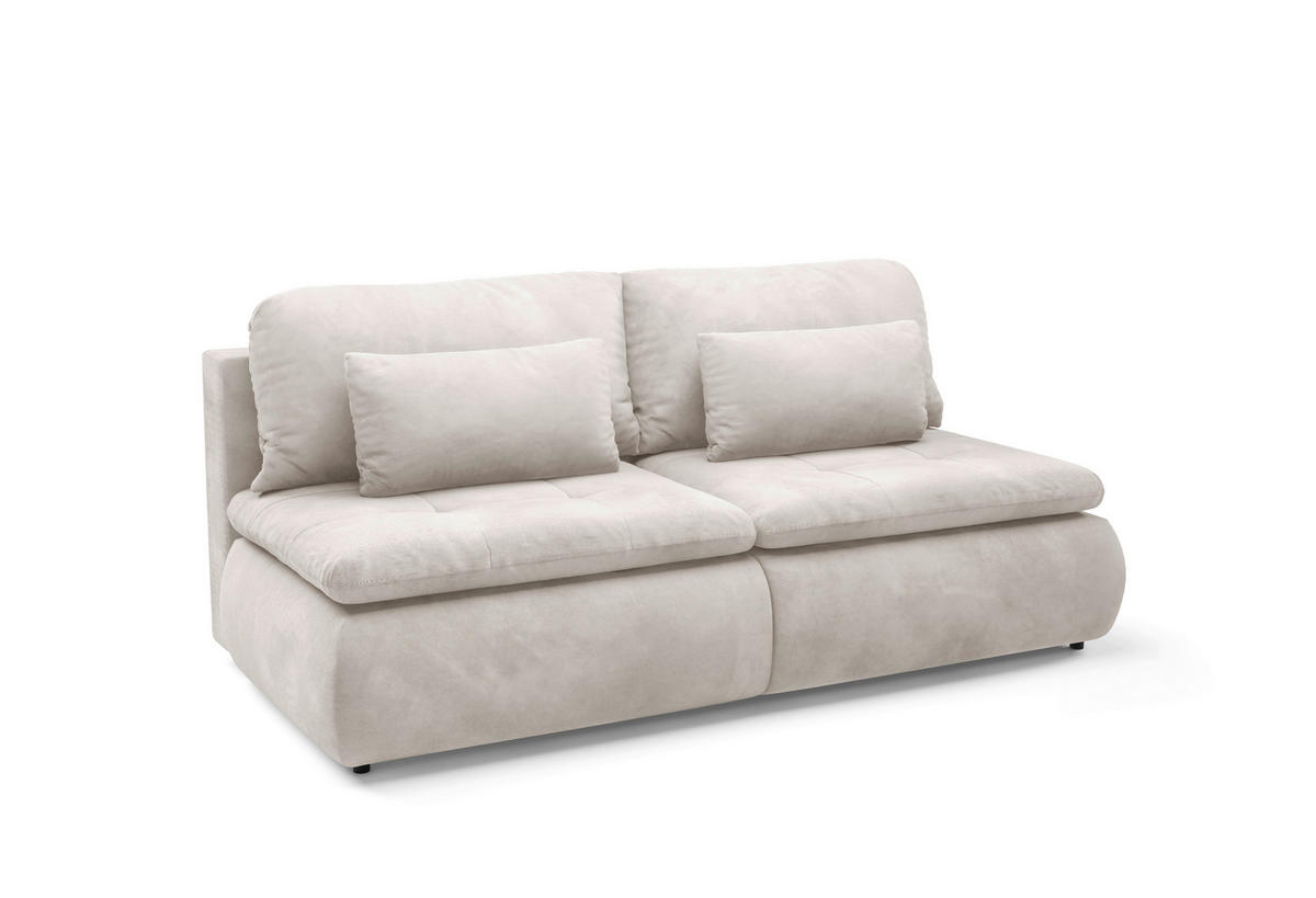 SCHLAFSOFA MYSTIC in Plüsch Creme  - Creme/Schwarz, Design, Kunststoff/Textil (220/94/114cm) - Livetastic