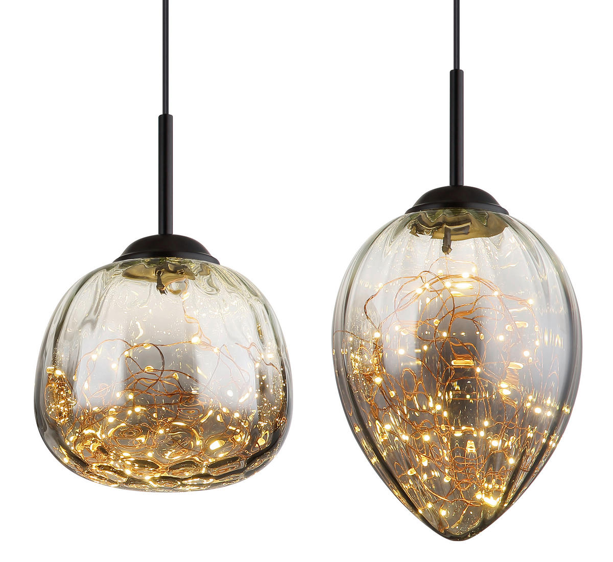 LED-HÄNGELEUCHTE 91/20/120 cm  - Klar/Schwarz, Design, Glas/Metall (91/20/120cm) - Globo