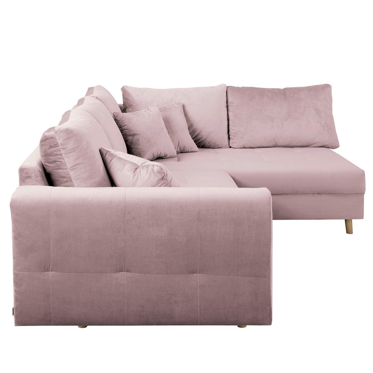 ECKSOFA Ariella in Samt Rosa  231/161 cm  - Naturfarben/Rosa, Design, Holz/Textil (231/161cm) - Livetastic