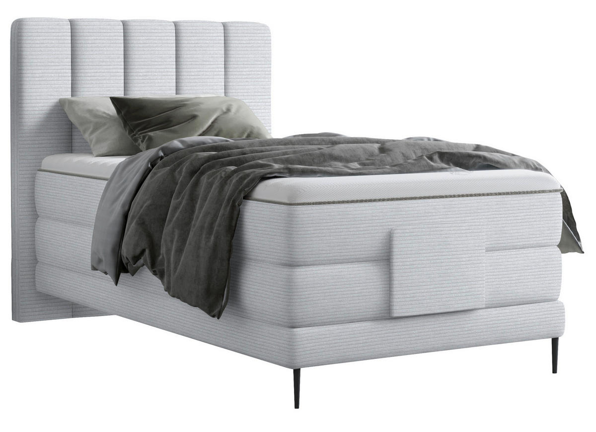 BOXSPRINGBETT 120/200 cm  in Silberfarben  - Silberfarben/Schwarz, Natur, Textil/Metall (120/200cm) - Esposa