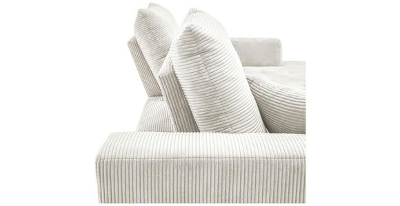 ECKSOFA Naturfarben Cord Zierkissen, Rückenkissen, Rücken echt, Sitztiefenverstellung  - Schwarz/Naturfarben, KONVENTIONELL, Textil/Metall (250/185cm) - Carryhome