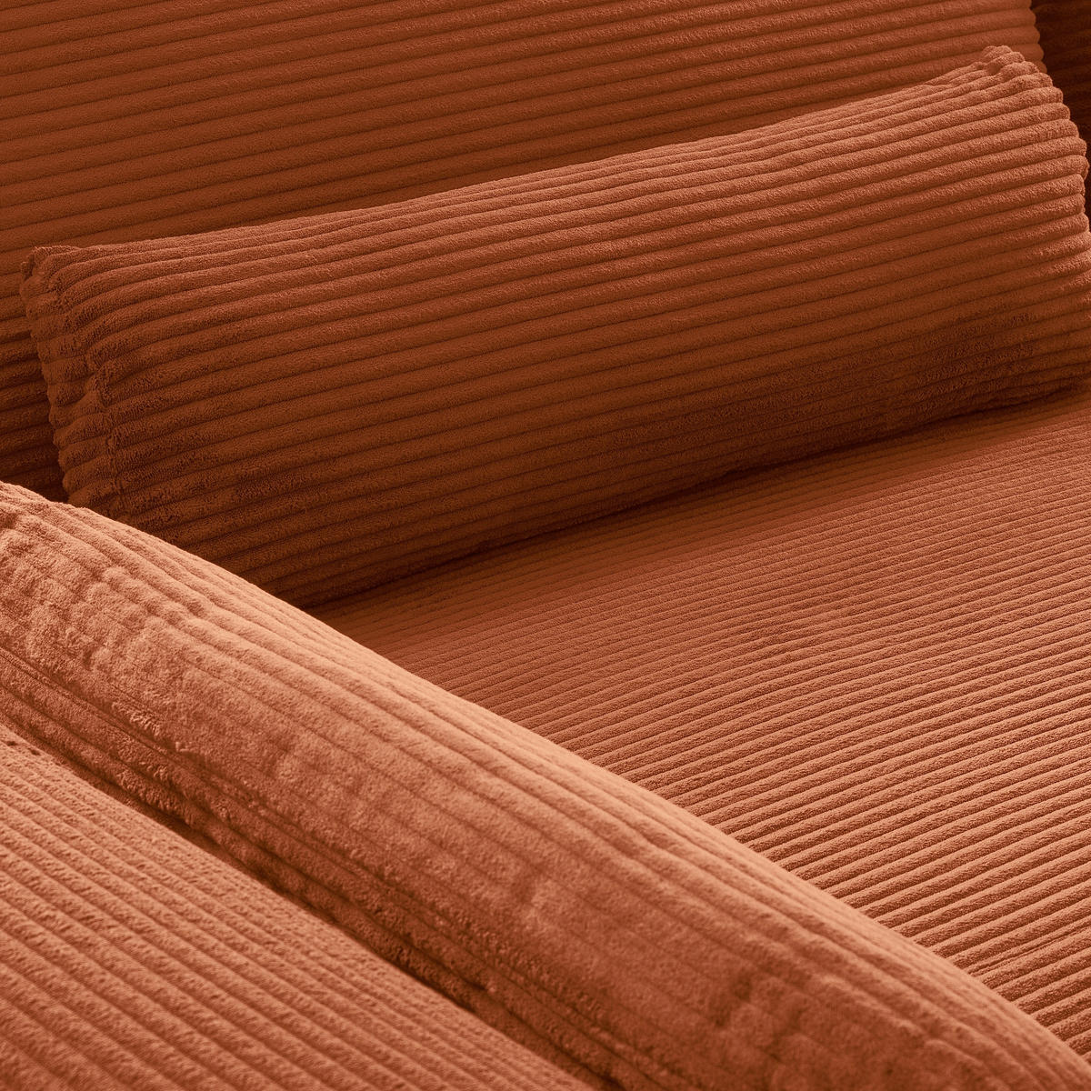 ECKSOFA Kupferfarben Cord Nierenkissen, Rückenkissen  - Schwarz/Kupferfarben, Design, Textil/Metall (172/313cm) - P & B