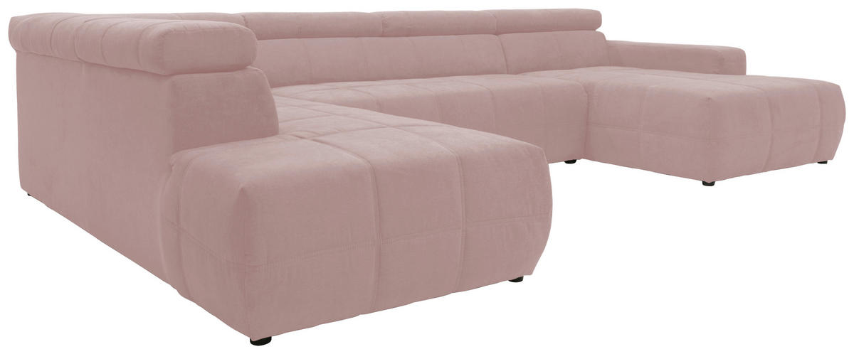 WOHNLANDSCHAFT Rosa Mikrofaser  - Schwarz/Rosa, Design, Kunststoff/Textil (228/359/175cm) - MID.YOU