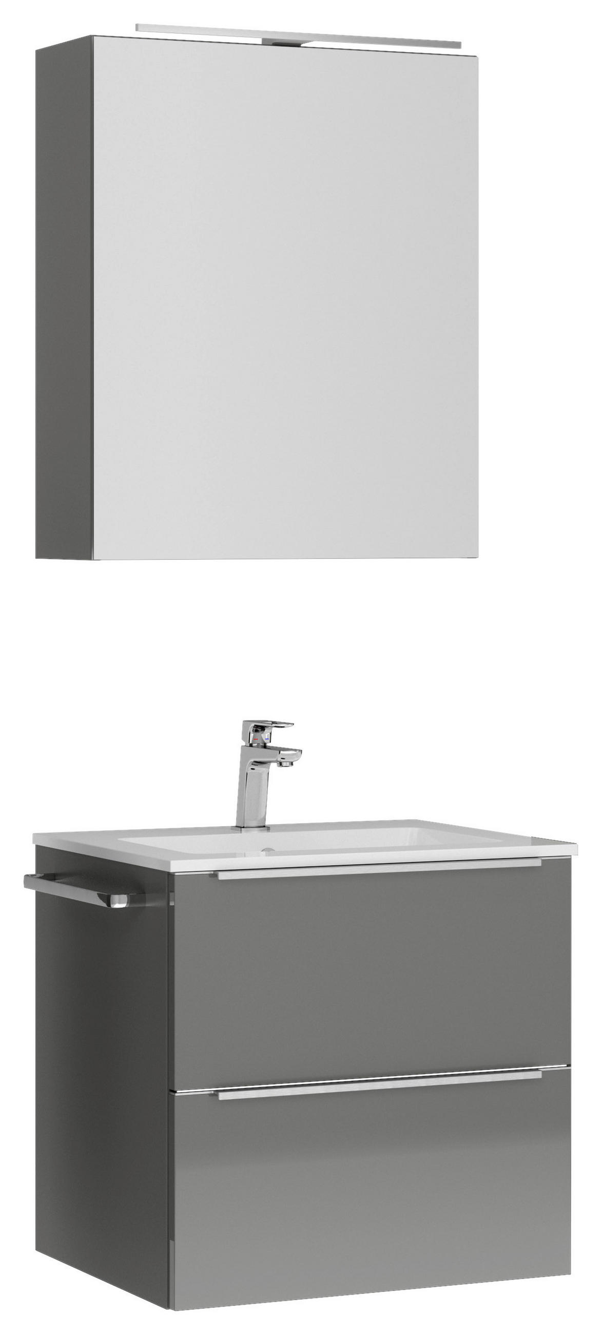 BADEZIMMER  in 61 cm  - Schieferfarben/Edelstahlfarben, MODERN, Holzwerkstoff/Stein (61cm) - Nobilia