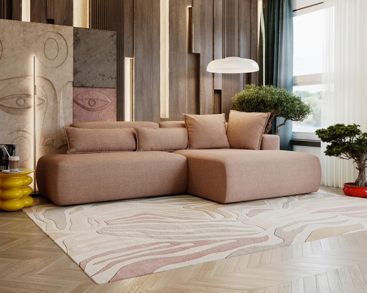 ECKSOFA Chenille Braun  - Schwarz/Braun, Design, Kunststoff/Textil (284/160cm) - Livetastic