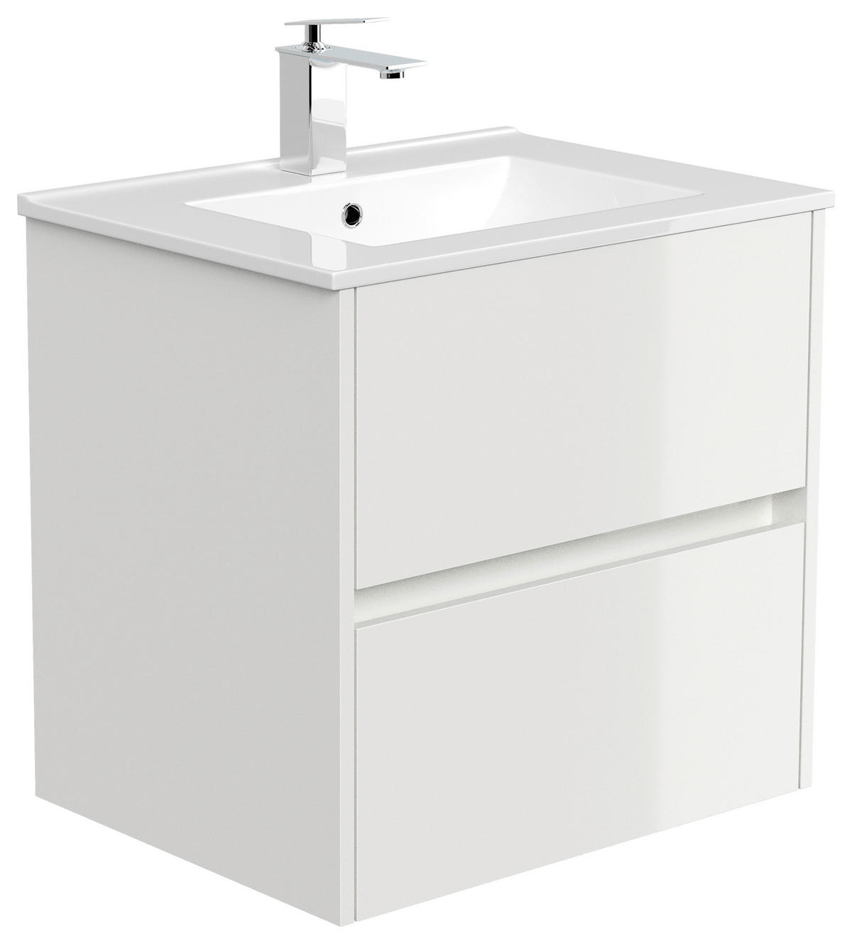 WASCHTISCHKOMBI  - Weiß Hochglanz/Weiß, MODERN, Keramik/Holzwerkstoff (61,5/58,5/46,5cm) - MID.YOU