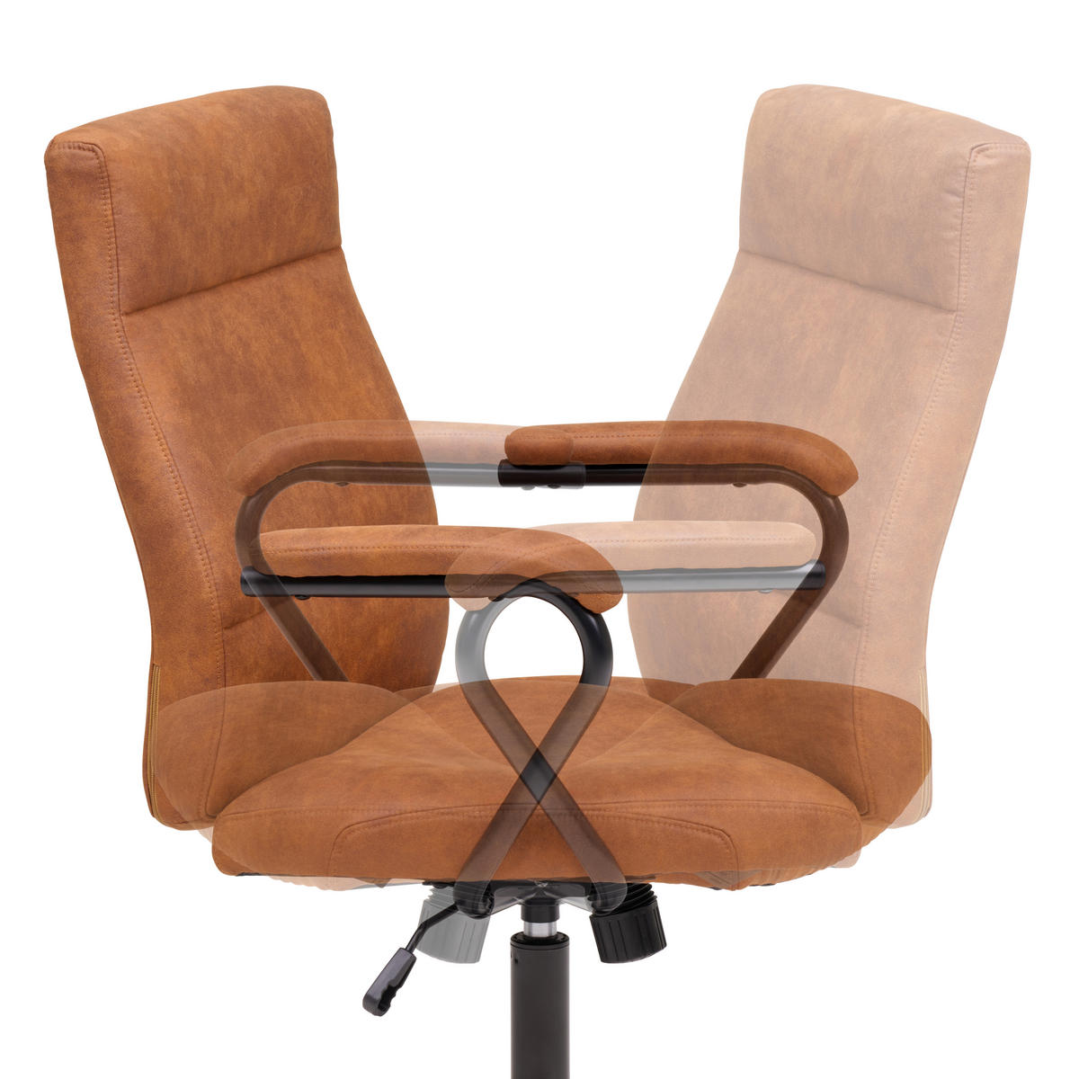 OTOČNÁ ŽIDLE, tkaná látka, černá, karamel - černá/karamel, Moderní, kov/textil (60/99-109/64cm) - MID.YOU