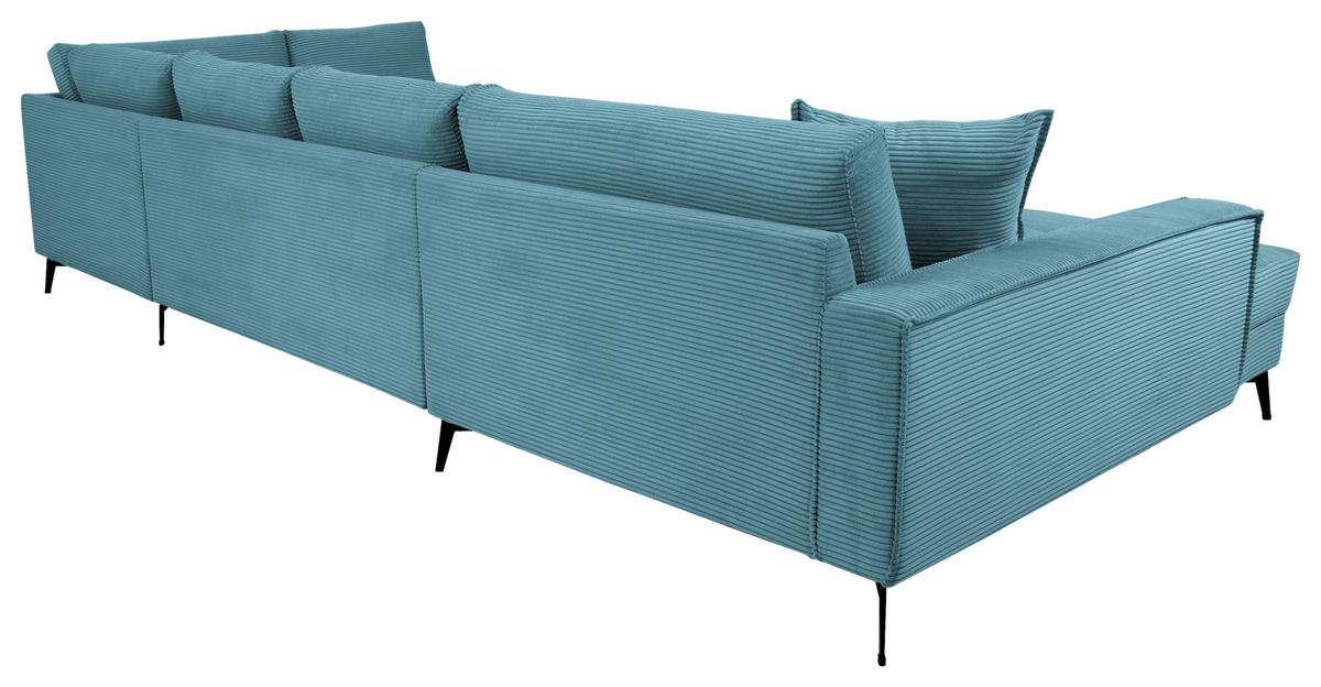 WOHNLANDSCHAFT ZERO Blau Cord  - Blau/Schwarz, Trend, Textil/Metall (173/362/195cm) - Livetastic