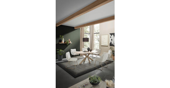 ESSTISCH Eiche massiv oval Eichefarben, Sandfarben  - Sandfarben/Eichefarben, Design, Holz/Metall (200/110/75cm) - Valnatura