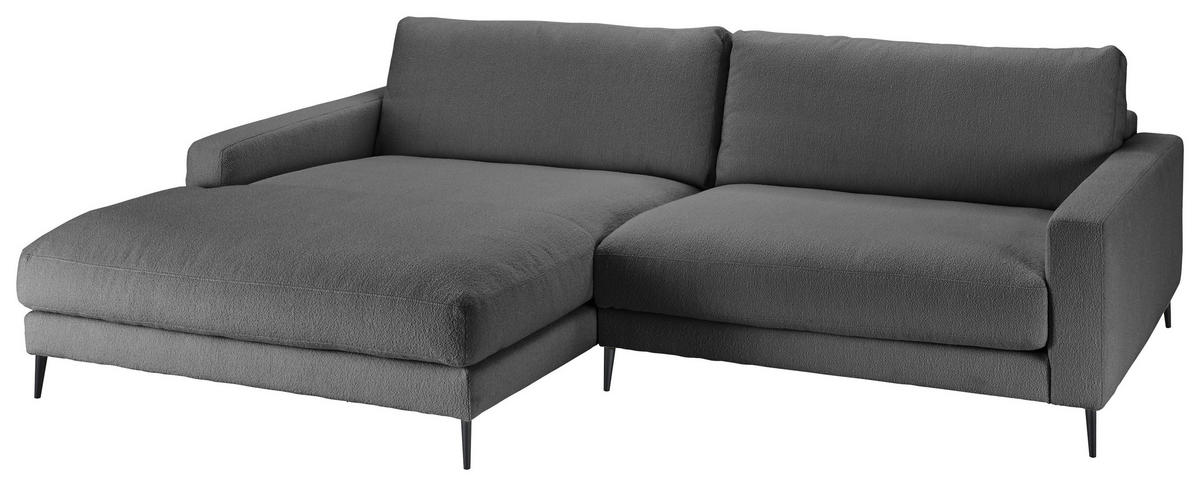 ECKSOFA in Flachgewebe Anthrazit  - Anthrazit/Schwarz, Design, Textil/Metall (190/272cm) - Lomoco