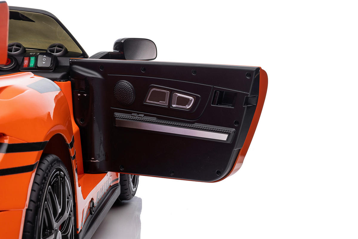 ELEKTRO-KINDERAUTO  - Schwarz/Orange, KONVENTIONELL, Kunststoff/Metall (115/58/29cm) - Atrigo