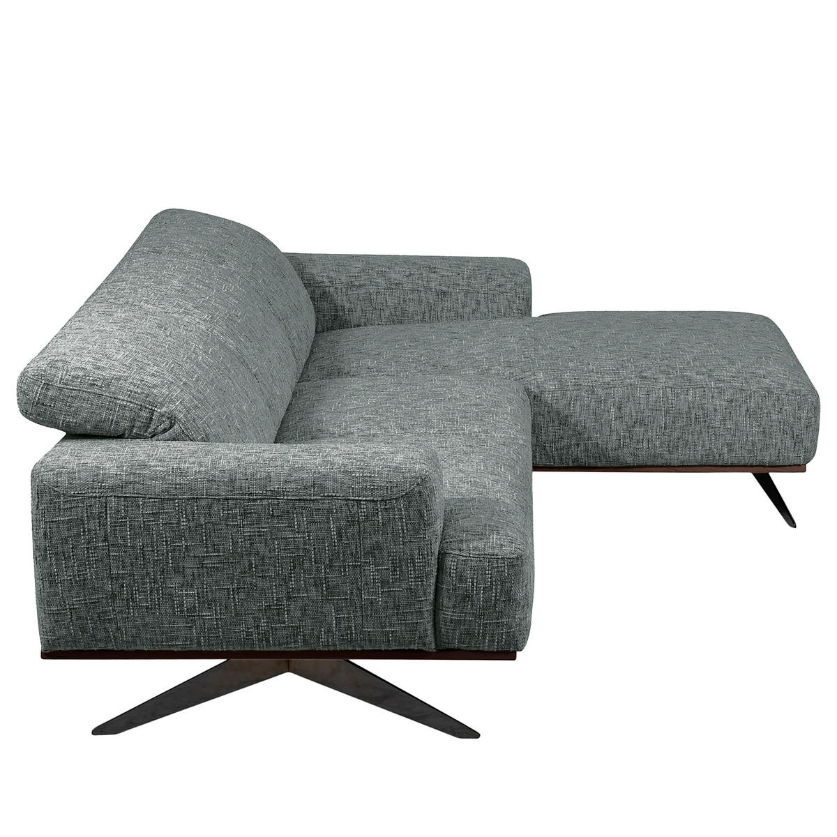 ECKSOFA PORTLAND Anthrazit Struktur Kopfteilverstellung  - Dunkelbraun/Anthrazit, Design, Holz/Textil (295/187cm) - Livetastic