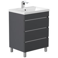 WASCHTISCHKOMBI 60 cm  - Graphitfarben/Weiß, Basics, Holzwerkstoff/Stein (60cm) - MID.YOU