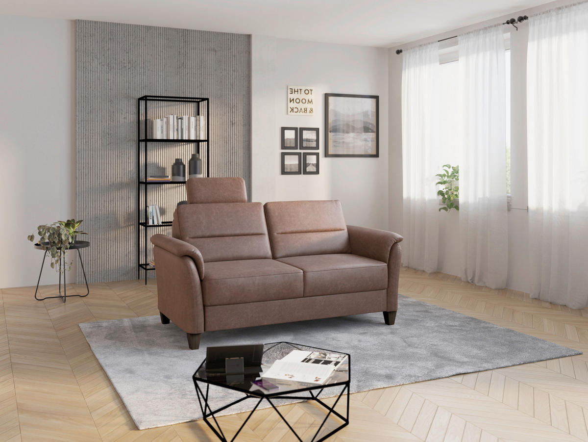 3-SITZER-SOFA in Mikrofaser Haselnussfarben  - Wengefarben/Haselnussfarben, Konventionell, Holz/Textil (179/89/89cm) - Sit & More