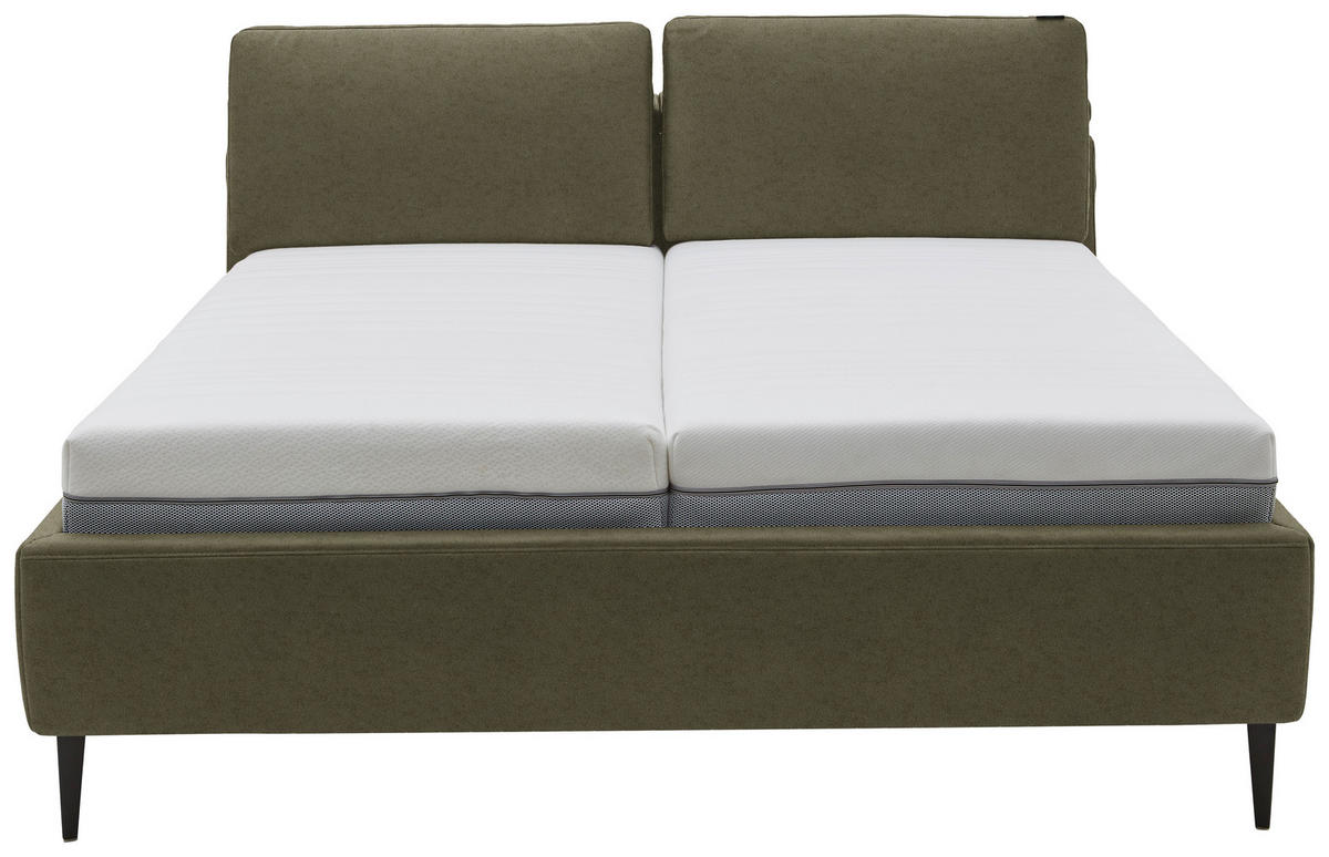 POLSTERBETT Matratze, Lattenrost Grün 180/200 cm  - Hellbraun/Anthrazit, Design, Holz/Textil (180/200cm) - Johann Jakob