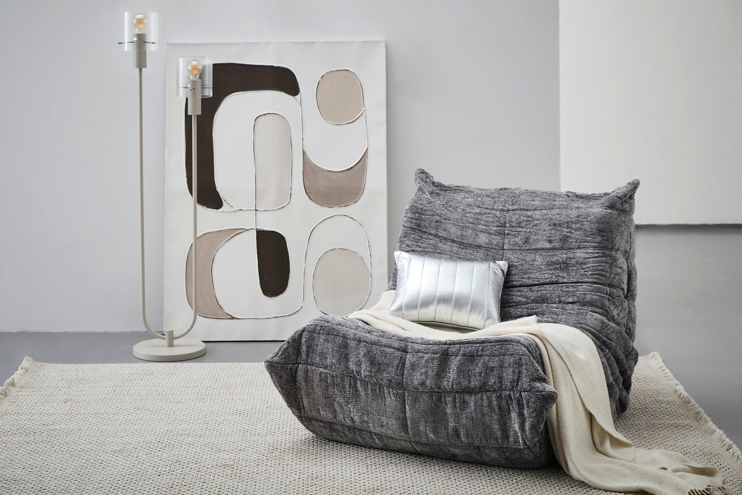 SCHLAFSESSEL in Chenille Grau  - Grau, Trend, Textil (82/70/105cm) - Livetastic