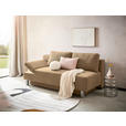 SCHLAFSOFA Flachgewebe Hellbraun  - Chromfarben/Hellbraun, Design, Holz/Textil (205/77-93/99cm) - Novel