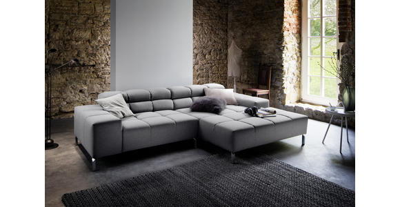 ECKSOFA Grau Flachgewebe  - Grau, Design, Textil/Metall (280/178cm) - Hom`in