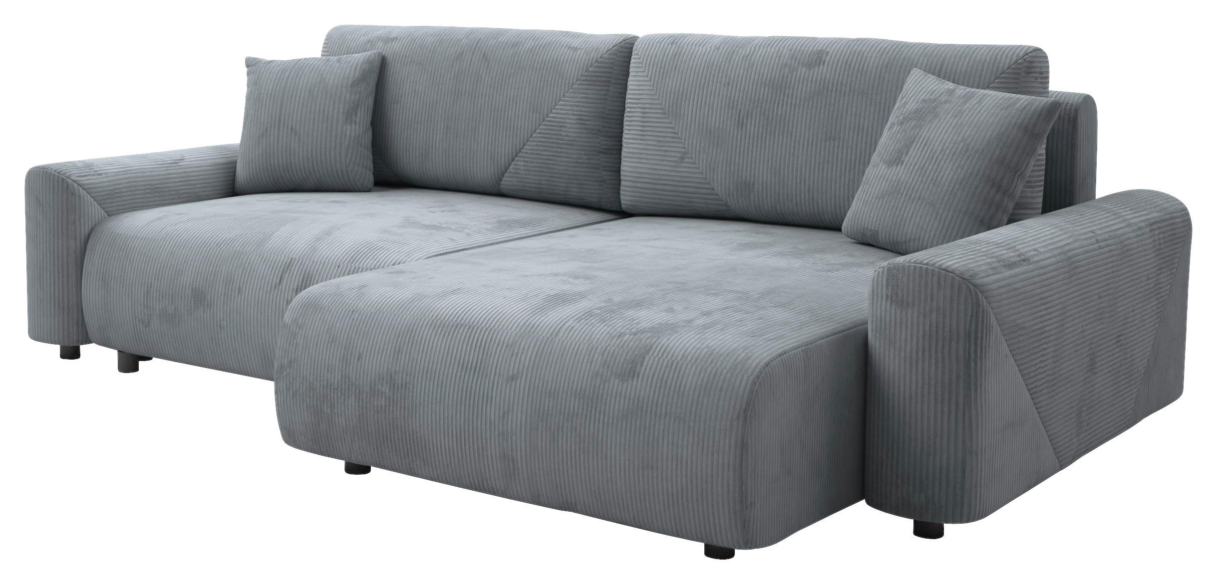 Ecksofa inkl. Funktionen Graublau Cord  - Graublau/Schwarz, MODERN, Kunststoff/Textil (238/168cm) - Stylife