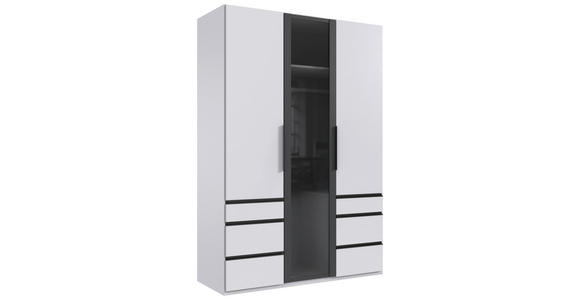 KLEIDERSCHRANK 150/216/58 cm,  in Grau, Weiß, 3-türig  - Schwarz/Weiß, Design, Glas/Holzwerkstoff (150/216/58cm) - Hom`in