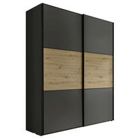 SCHWEBETÜRENSCHRANK Dunkelgrau, Eiche Artisan 2 Tür(en)  - Dunkelgrau/Schwarz, KONVENTIONELL, Holzwerkstoff/Metall (167/222/68cm) - Moderano