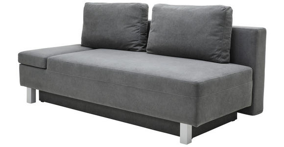SCHLAFSOFA Flachgewebe Dunkelgrau - Chromfarben/Dunkelgrau, Design, Holz/Textil (205/77-93/99cm) - Novel