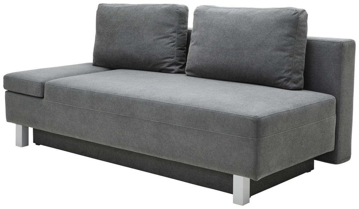 SCHLAFSOFA in Flachgewebe Dunkelgrau  - Chromfarben/Dunkelgrau, Design, Holz/Textil (205/77-93/99cm) - Novel