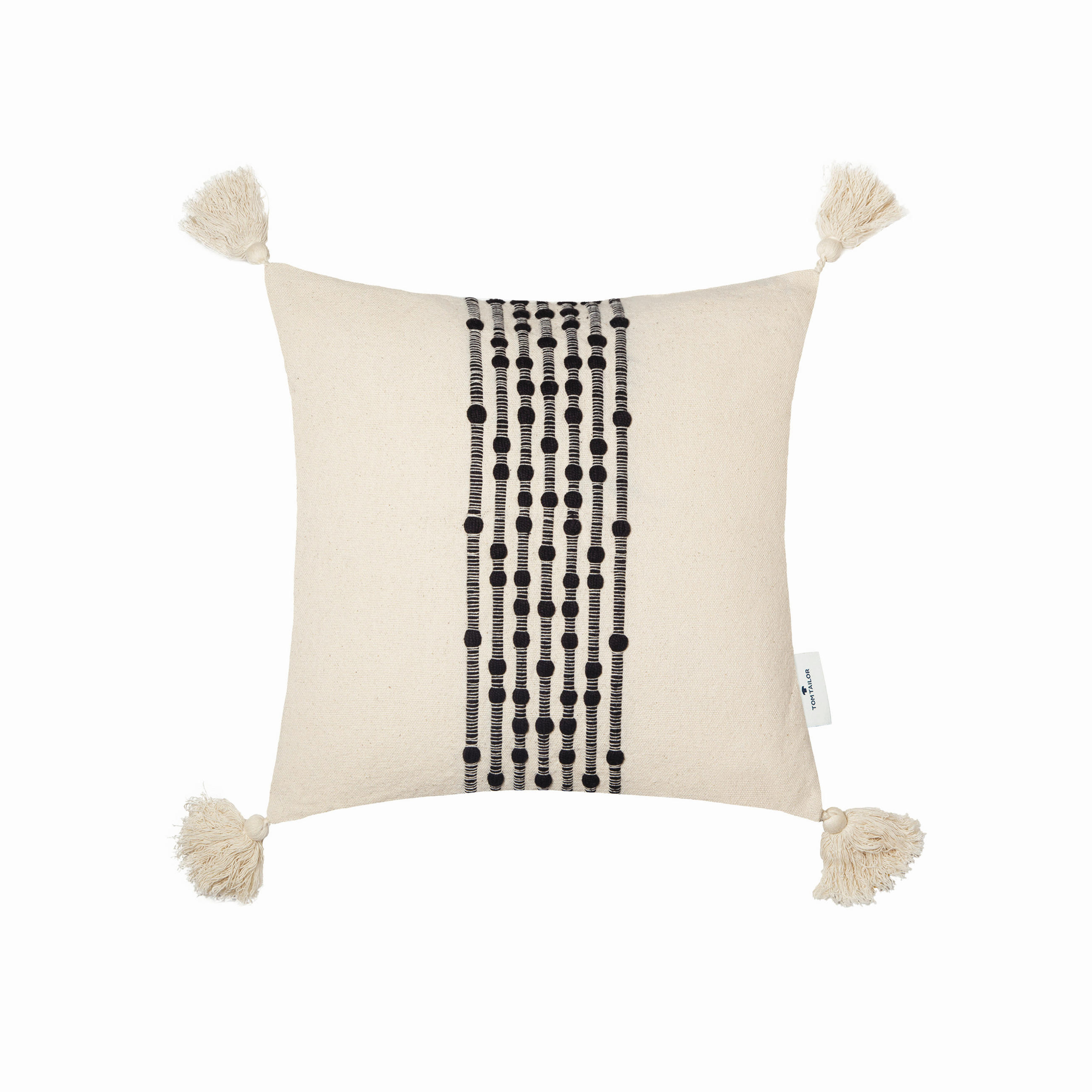 KISSENHÜLLE T-Knot Lines 40/40 cm  - Schwarz/Naturfarben, Trend, Textil (40/40cm) - Tom Tailor
