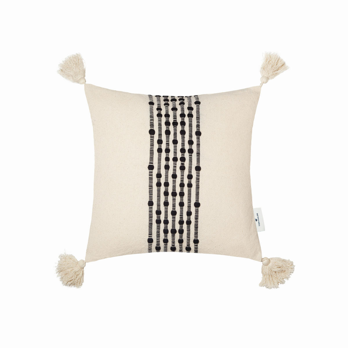 KISSENHÜLLE T-Knot Lines 40/40 cm  - Schwarz/Naturfarben, Trend, Textil (40/40cm) - Tom Tailor