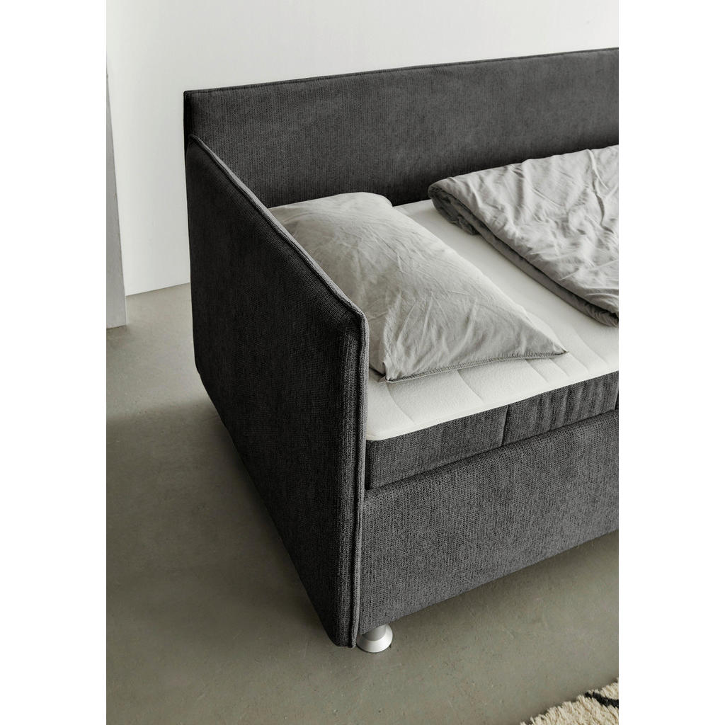 Thumbnail - Beldomo - Sleep Polsterliege, Anthrazit, Textil, furniert, H3, Höhe ca. 21 cm, 100x200 cm, Goldenes M, Made in EU, Bezug...