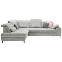 ECKSOFA Hellgrau Webstoff  - Hellgrau/Schwarz, KONVENTIONELL, Textil/Metall (220/314cm) - SetOne by Musterring
