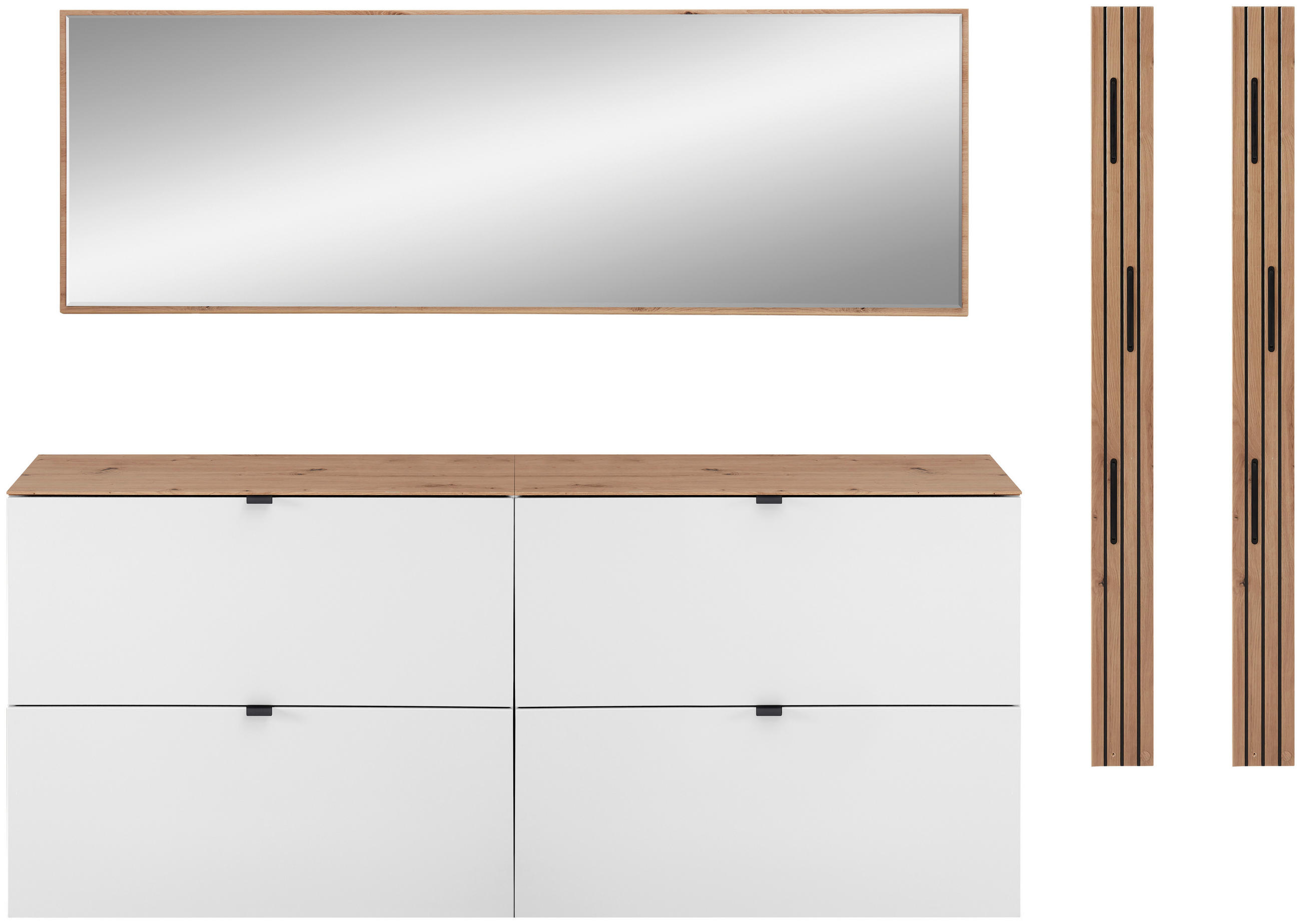 Voleo Garderobe Weiß, Eiche Artisan 255x179x37 cm