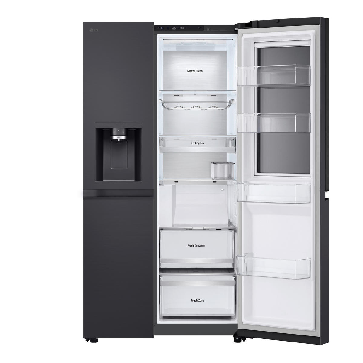SIDE-BY-SIDE 91.3/179/73.5 cm GSXE90EVDD  - Schwarz, Basics, Glas/Kunststoff (91.3/179/73.5cm) - LG