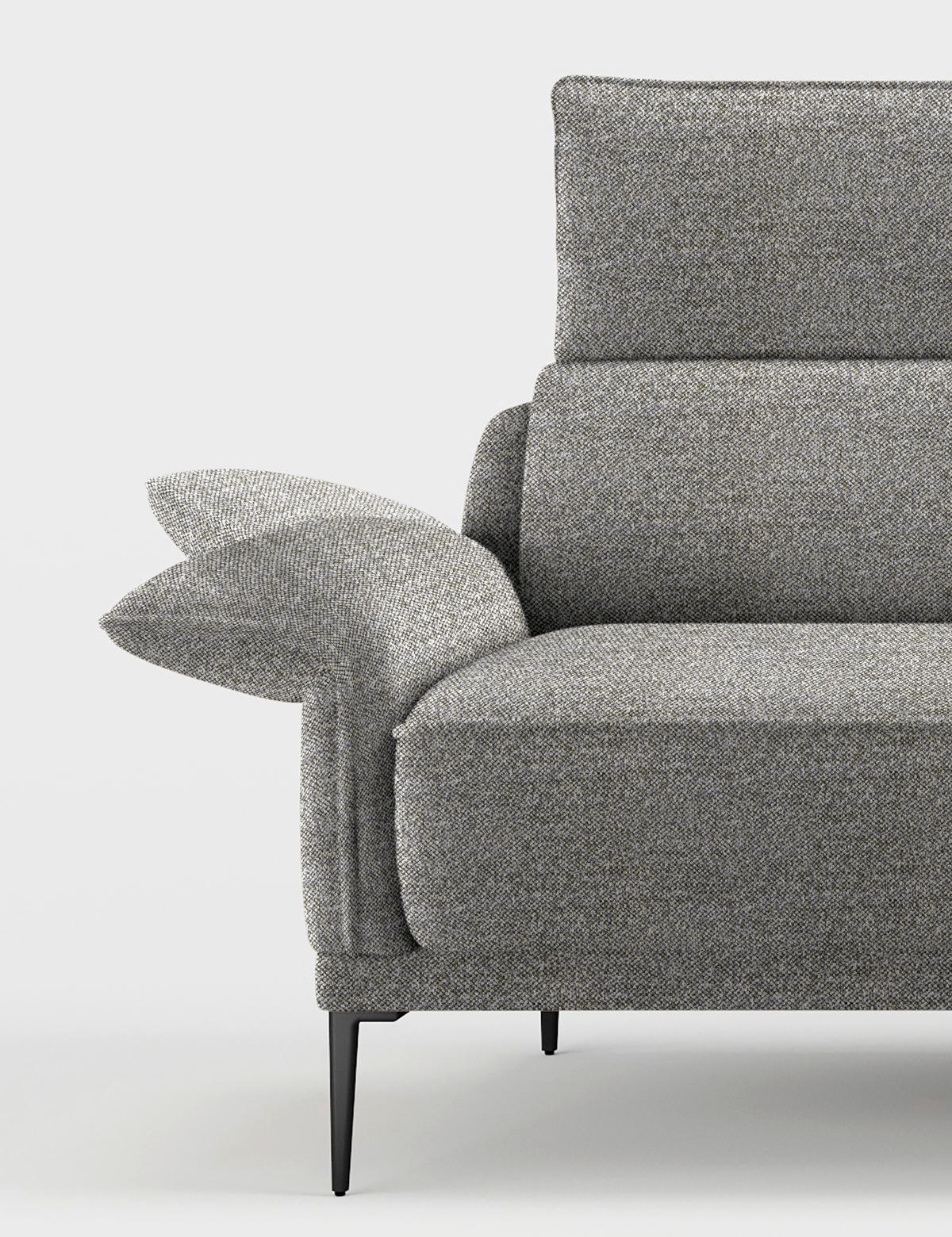 ECKSOFA in Bouclé Grau  330/186 cm  - Schwarz/Grau, Design, Textil/Metall (330/186cm) - Johann Jakob
