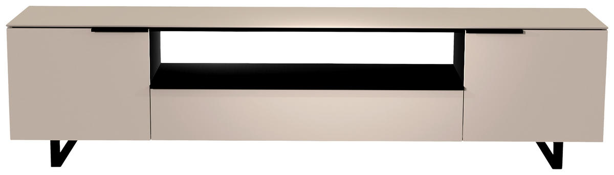 LOWBOARD Schwarz, Sandfarben  210/51/45 cm  - Sandfarben/Schwarz, Design, Glas/Holzwerkstoff (210/51/45cm) - Moderano