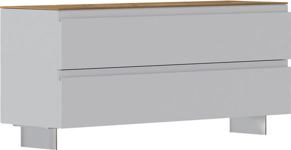 GARDEROBENBANK in 110/49/33 cm - Eichefarben/Alufarben, Design, Holzwerkstoff/Metall (110/49/33cm) - Moderano