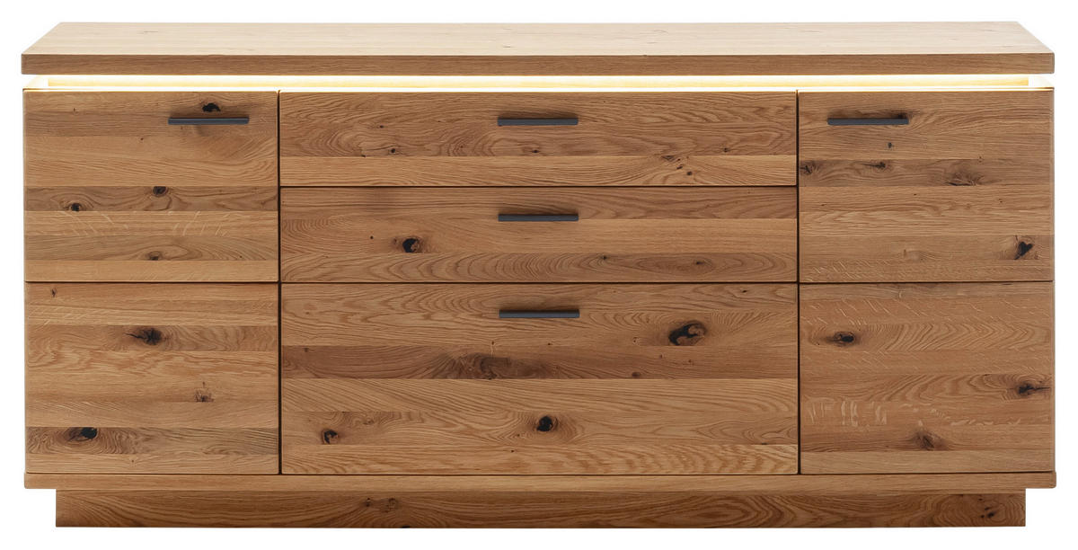 KOMODA, barve hrasta  - barve hrasta/antracit, Natur, kovina/leseni material (180/84/44cm) - Linea Natura