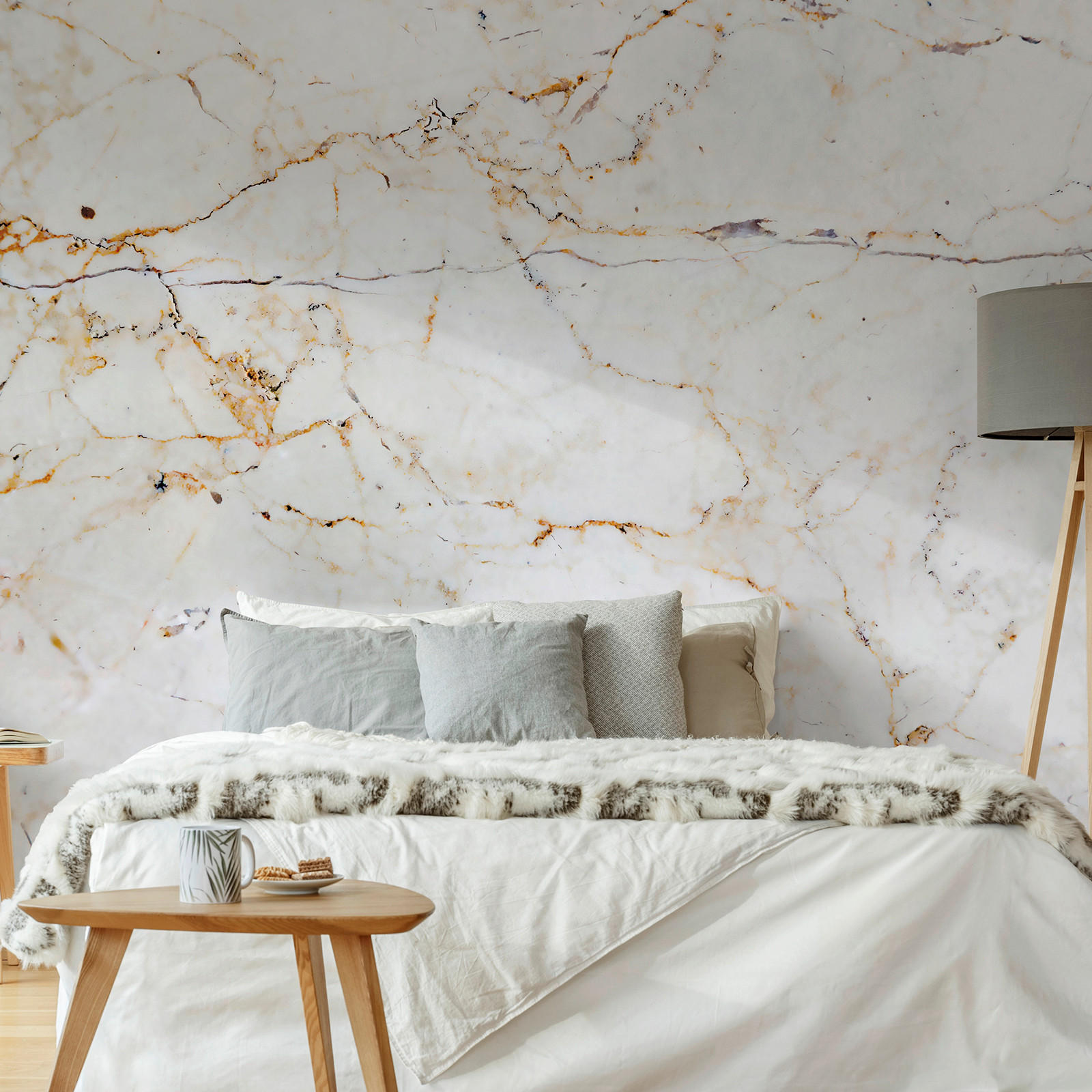 Thumbnail - Xora Fototapete, Gelb, Orange, Weiß, Kunststoff, Papier, Abstraktes, 300x300 cm, Fsc, Bsci, Made in EU, Tapeten & Wandve...